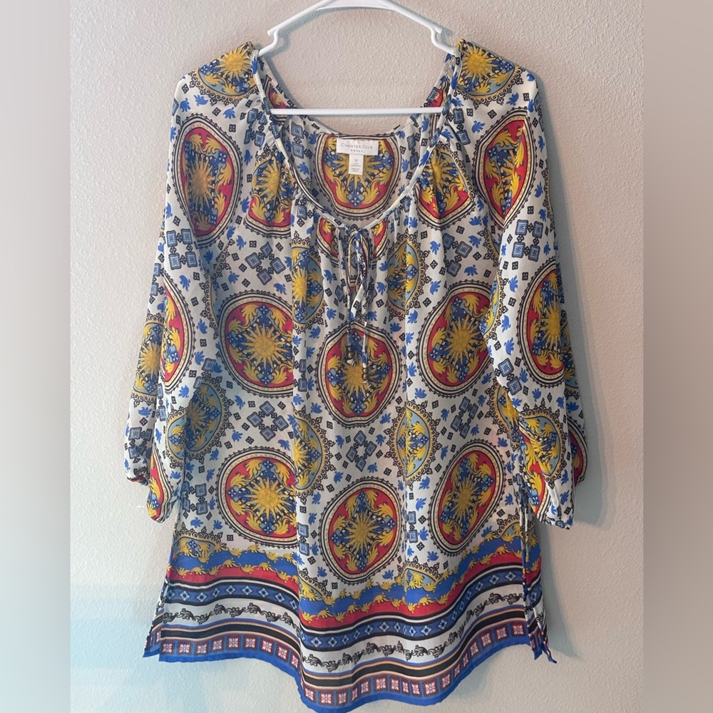 Charter Club Multicolor Patterned Blouse